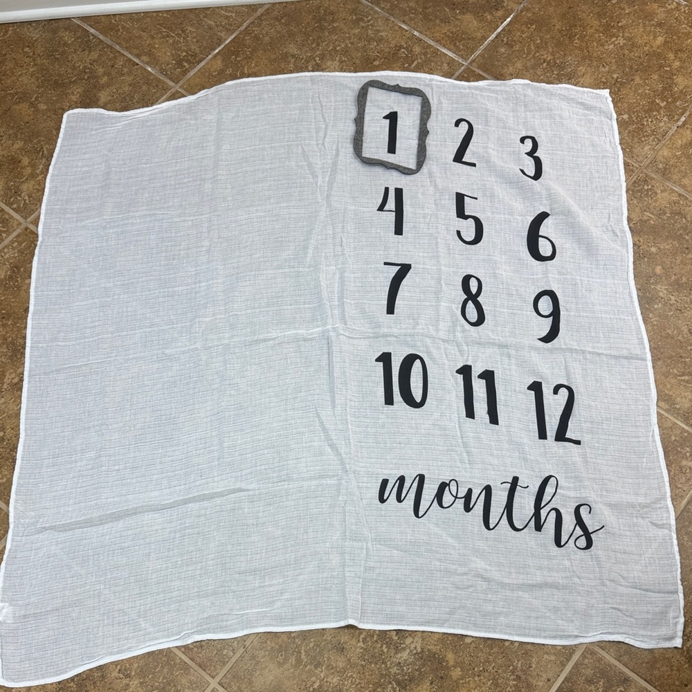 Mud Pie White Monthly Blanket